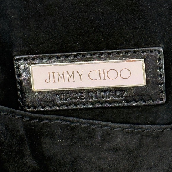 Jimmy Choo Mandah Black Leather Suede Expandable Hobo Bag Gold Hardware - Picture 9 of 12